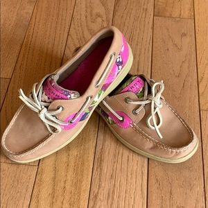 Sperry pink floral shoes